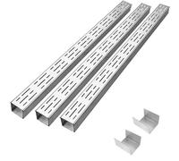 Wzmazingly Kit De Canaleta De Desagüe Exterior Estrecho, Canal De Drenaje De Acero Inoxidable 304 Con Conectores De Extensión, Para Jardín, Patio Y Entrada(3 Pack,100x10x4cm)