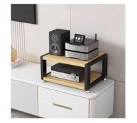 Wzmazingly Mueble Equipo HiFi 2/3/4 Niveles Soporte para Tocadiscos Multifuncional Estante De Audio para Reproductores DVD/Decodificadores Cable/Consolas Videojuegos(Black+Beige,40x35x23cm)