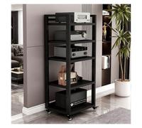 Wzmazingly Mueble Equipo HiFi 5 Niveles, Soporte para Tocadiscos con Ruedas Y Estantes Ajustables, Rack De Componentes De Audio Y Medios para Salas De Juegos, Estudios De Grabación(Black,50x40x120cm)