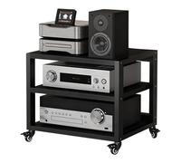 Wzmazingly Mueble Equipo HiFi De 2/3/4/5 Niveles con Ruedas, Resistente Soporte para Medios Audiovisuales, Almacenamiento En Casa para Tocadiscos Equipos De Audio Y Vídeo(Black,L55xW50xH49cm)