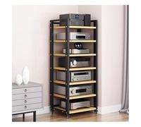 Wzmazingly Mueble HiFi De 7 Niveles, Soporte De Multimedia con Estantes De Madera Ajustables, Almacenamiento En Casa para Tocadiscos, Centros De Entretenimiento De Esquina(Beige)