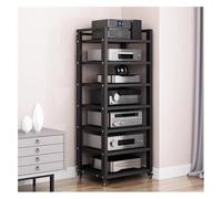 Wzmazingly Mueble HiFi De 7 Niveles, Soporte De Multimedia con Estantes De Madera Ajustables, Almacenamiento En Casa para Tocadiscos, Centros De Entretenimiento De Esquina(Black)