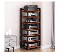 Wzmazingly Mueble HiFi De 7 Niveles, Soporte De Multimedia con Estantes De Madera Ajustables, Almacenamiento En Casa para Tocadiscos, Centros De Entretenimiento De Esquina(Brown)