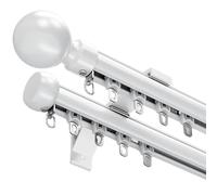 Wzmazingly Rieles De Cortina Aluminio Montaje En Pared Para Ventanas Y Cortinas Separadoras De Ambientes, Sistema De Riel De Cortina Doble Con Rodillos Silenciosos(White,3.5m)