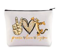 WZMPA Bolsa de cosméticos de tigre, regalo para fanáticos de la paz, amor, caricaturas, maquillaje, bolsa con cremallera, bolsa de película, Love Tiger, Bolsa de cosméticos