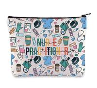 WZMPA Bolsa de cosméticos para enfermera, regalo médico NP, bolsa de maquillaje de graduación con cremallera para agradecimiento, enfermera especializada, Bolsa de cosméticos
