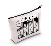 WZMPA Bolsa de maquillaje de anime, bolsa de maquillaje con cremallera para mujeres y niñas (Hai Friend), Haikyuu Friends
