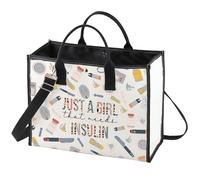 WZMPA Bolsa de maquillaje de insulina para diabetes, regalos de concientización sobre la diabetes, Just A Gil That Needs Insulin, bolsa con cremallera, kit de suministros para diabéticos, Just a girl