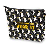 WZMPA Crown - Bolsa de maquillaje con cremallera inspirada en la corona, regalo para mujeres y niñas, Wear It Bl, Ajuste
