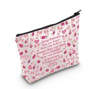 WZMPA Divertida bolsa de maquillaje de cerdito para fanáticos de los cerditos, regalo con texto en inglés "You Are Braver Stronger Beautiful Than You Know", bolsa con cremallera, Always Piglet, Ajuste