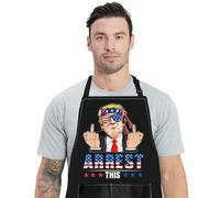 WZMPA Divertido delantal de cocina Trump para fanáticos de Trump, regalo arresto, delantal ajustable con bolsillos, merchandising del presidente Trump, Arrest This Ap, Medium