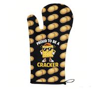 WZMPA Divertidos guantes de horno salados, regalo para amantes de las galletas salinas, orgulloso de ser una galleta para hornear, cocinar y asar (Cracker-OM BL)