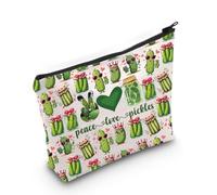 WZMPA Pickle Lover - Bolsa de maquillaje para amantes de los pepinillos, regalo de fiesta, peace, amor, pepinillos, bolsa de maquillaje con cremallera, Peace Pickles F, Ajuste