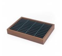 Wzmzjy Bandeja Expositora para Pulseras Organizador de Joyas Caja para Brazaletes Display de Bisutería con 40 Ranuras y Separación Individual Que Evita, Nogal Con Interior Verde Oscuro, 3 Cm