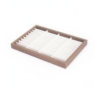 Wzmzjy Bandeja Expositora para Pulseras Organizador de Joyas Caja para Brazaletes Display de Bisutería con 40 Ranuras y Separación Individual Que Evita, Nogal Con Interior De Cuero Blanco, 3 Cm