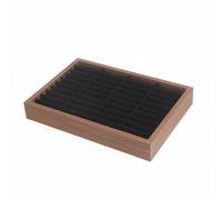 Wzmzjy Bandeja Expositora para Pulseras Organizador de Joyas Caja para Brazaletes Display de Bisutería con 40 Ranuras y Separación Individual Que Evita, Nogal Con Interior Beige, 5 Cm