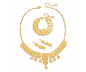 Wzmzjy Conjunto Joyas Mujer con Colgante Moneda Distinguido Conjunto Joyas con Medallones Circulares Vintage para Bodas