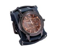 Wzmzjy Reloj Wrt para Hombre, Esfera Redonda, Correa Ancha, Brazalete Lear, Ideal para Fiestas, Novio O Esposo, Azul