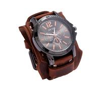 Wzmzjy Reloj Wrt para Hombre, Esfera Redonda, Reloj Lear, Reloj de Pulsera para Regalo, de Negocios, Desplazamientos Diarios, Día de La, marrón