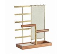 Wzmzjy Soporte para Joyas Organizador de Joyería Expositor de Pendientes Collares Pulseras Anillos con Panel de Malla Ganchos Escalonados y Bandeja Cinco con, Negro