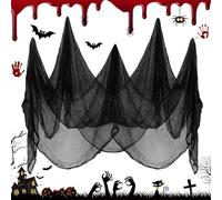 Wzone Tela Espeluznante de Halloween Black Cloth 215 x 500 cm (84 x 197 in), Cubierta de Gasa Negra para decoración gótica, Super Large Scary Cloth para Halloween Haunted Home Party Cover Decoraciones