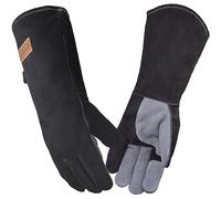 WZQH 40 CM, Guantes de Barbacoa de Cuero, Ignífugos Resistentes Al Calor,L