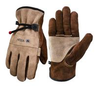 WZQH Guantes de Trabajo de Cuero Para Hombres y Mujeres. Para Jardinería, Soldadura, Construcción, Motosierras, Granjas, Pastos, etc. Piel de Vaca, Revestimiento de Algodón. Café - Gris L