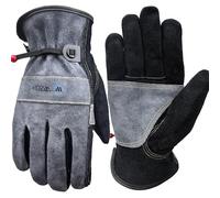 WZQH Guantes de Trabajo de Cuero Para Hombres y Mujeres. Para Jardinería, Soldadura, Construcción, Motosierras, Granjas, Pastos, etc. Piel de Vaca, Revestimiento de Algodón. Gris - Negro L