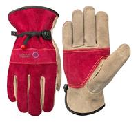 WZQH Guantes de Trabajo de Cuero Para Hombres y Mujeres. Para Jardinería, Soldadura, Construcción, Motosierras, Granjas, Pastos, etc. Piel de Vaca, Revestimiento de Algodón. Rojo rosa - Gris M