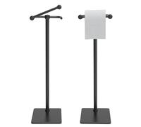 WZRUA Soporte para papel higiénico, soporte para rollo de papel higiénico de baño, soporte para papel higiénico con diseño de poste giratorio, base pesada estable, acero inoxidable SUS304 (negro mate)