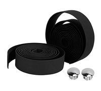 WZSASE Handlebar Grip Tape | 2Pcs Secure Hold & Sweat - Blocking Grip Tape for Road Rides/Mountain Rides | Comfortable & Sturdy Handlebar Wrap with End Plugs (Negra)