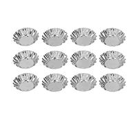 WZSASE Tazas para hornear tarta de huevo de acero inoxidable, 12 piezas |Excelentes tazas para hornear para cupcakes/muffins/quiche |Mini moldes para tarta redondos con borde rizado, no