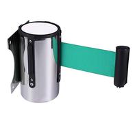 WZSON Montaje En Pared Cinturón Barrera Retráctil, Queue Cuerda Barrera Crowd Control Cinta, para Aparcamiento Al Aire Libre, Tienda Minorista, Hotel del Aeropuerto,Verde,3m