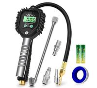 WZTO Manometro Presion Neumaticos Digital, 255 PSI Manómetro Digital Inflador Ruedas Coche con Manguera de Goma Manómetro para Coche Moto Bicicleta y Camión - Garantía de 2 Años