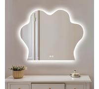 WZWZEN Irregular Shaped LED Light Bathroom Mirror Anti-Fog 3 Colors Dimmable Dressing Mirrors, For Makeup Desk, Bedroom, Dressing Room Touch Control Wall Mounted(60 * 75.3cm/23.6 * 29.6in)