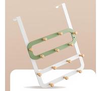 WZWZEN Organizador Para Colgar En La Puerta Con 14 Ganchos De Madera | Toallero Ahorraespacio Para Entrada Baño | Perchero Para La Puerta Sin Necesidad De Taladrar(Green)