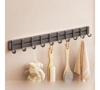 WZWZEN Perchero De Pared De Aluminio Con 6/8/10 Ganchos Ajustables - Toallero Impermeable - Organizador De Pasillo - Para Abrigos Bufandas Bolsos(Gun grey,50cm/19.6in)