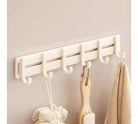 WZWZEN Perchero De Pared De Aluminio Con 6/8/10 Ganchos Ajustables - Toallero Impermeable - Organizador De Pasillo - Para Abrigos Bufandas Bolsos(Creamy white,30cm/11.8in)