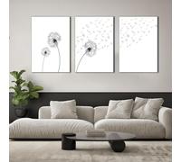 WZXGHE Lienzo de diente de león, diseño de diente de león, diseño de flores estéticas en blanco y negro, juego de pósteres modernos para salón, dormitorio, sin marco (C, 3x50x70cm)