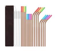 Wzxksoac 1 Juego Juego de Pajitas de Acero Inoxidable, Cepillo de Pajita de Metal PortáTil con Boca de Silicona, Rosa