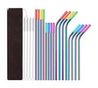 Wzxksoac 1 Juego Juego de Pajitas de Acero Inoxidable, Cepillo de Pajita de Metal PortáTil con Boca de Silicona, Multicolor