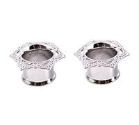 Wzxksoac 1 Par de Tapones y TúNeles de Cobre Camillas Medidores de Doble Llama de Cobre Expansor de Oreja JoyeríA del Cuerpo (Plata Color) 10 Mm
