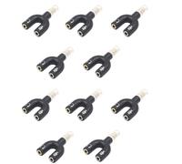 Wzxksoac 10 Conectores Divisores de Audio para Auriculares de 3,5 mm, Adaptador Tipo U para Micrófono y Audio, Conector Giratorio 2 en 1, Color Negro.