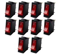 Wzxksoac 10 Interruptores Basculantes KCD3-101N de 3 Terminales para Ollas Arroceras Eléctricas y Pequeños Electrodomésticos, Color Rojo.