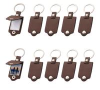 Wzxksoac 10 Llaveros de Sublimación en A Granel, Llaveros de Sintético con Prensa de para Fotos y Texto DIY, Color Marrón.