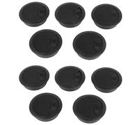 Wzxksoac 10 Piezas Negras de 70 mm de Diámetro de Plástico Redondo Tapas de Orificios para Cables para Escritorio de la Computadora