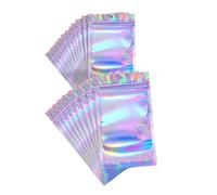 Wzxksoac 100 Piezas Bolsas HolográFicas Bolsas Selladas Que Se Pueden Volver una Sellar para Almacenamiento de Alimentos para Fiestas (Color HolográFico, 2 X 3 Pulgadas y 4 X 6 Pulgadas)