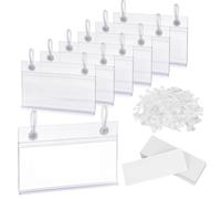Wzxksoac 100 Portaetiquetas Transparentes para Estante de Alambre, Etiqueta de Precio Minorista, Soporte de Exhibición de Letreros de Mercancía para Tienda de Supermercado