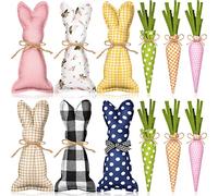 Wzxksoac 12 Piezas de Conejitos de Tela de Peluche, Mesa de Pascua, DecoracióN RúStica de Casa de Campo, DecoracióN de Conejito de Zanahoria de Felpa para Mostrador Escritorio