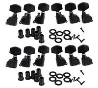 Wzxksoac 12 Piezas Negro Sintonizador Clavijas de Sintonizacion Electrico Sellado Cabeza de Maquina 6R 6L / Guitarra Acustica